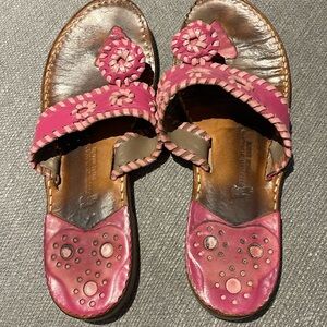 Stephen Bonanno Palm Beach hot pink with baby pink leather sandals.